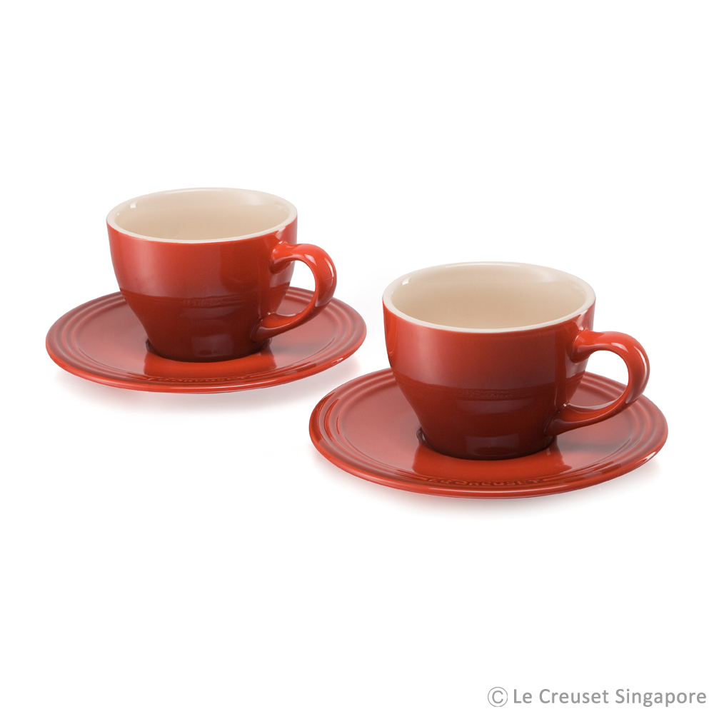 Le Creuset Stoneware Set Of 2 Cappuccino Cups And Benin